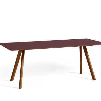 Copenhague Dining Table CPH30 by HAY / 90 x 200 cm / Burgundy linoleum top / Walnut base (water based lacquer).