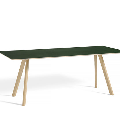 Copenhague Dining Table CPH30 by HAY / 90 x 200 cm / Green Linoleum top / Oak base (water based lacquer).