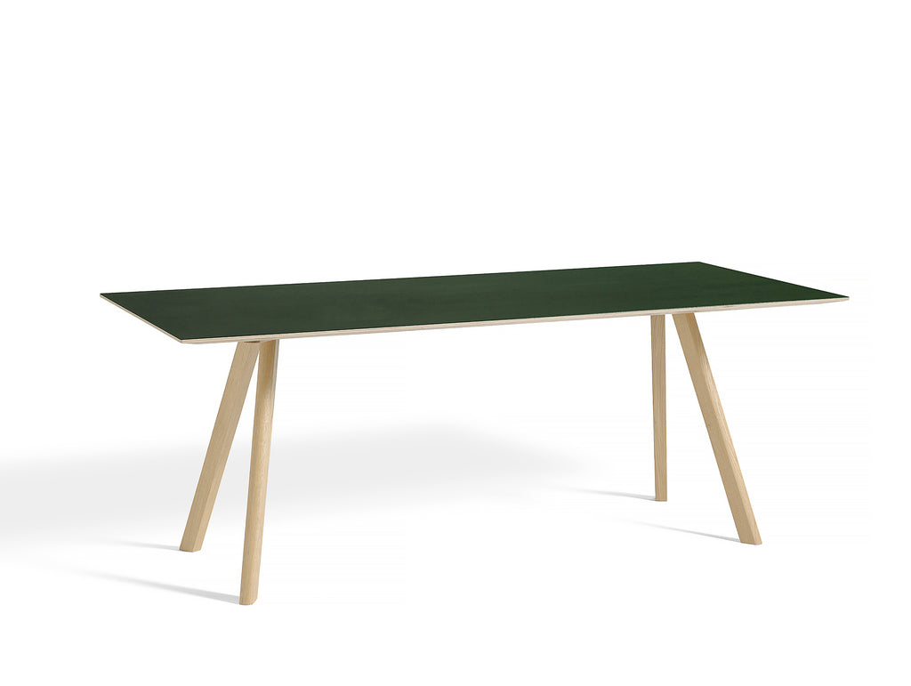 Copenhague Dining Table CPH30 by HAY / 90 x 200 cm / Green Linoleum top / Oak base (water based lacquer).