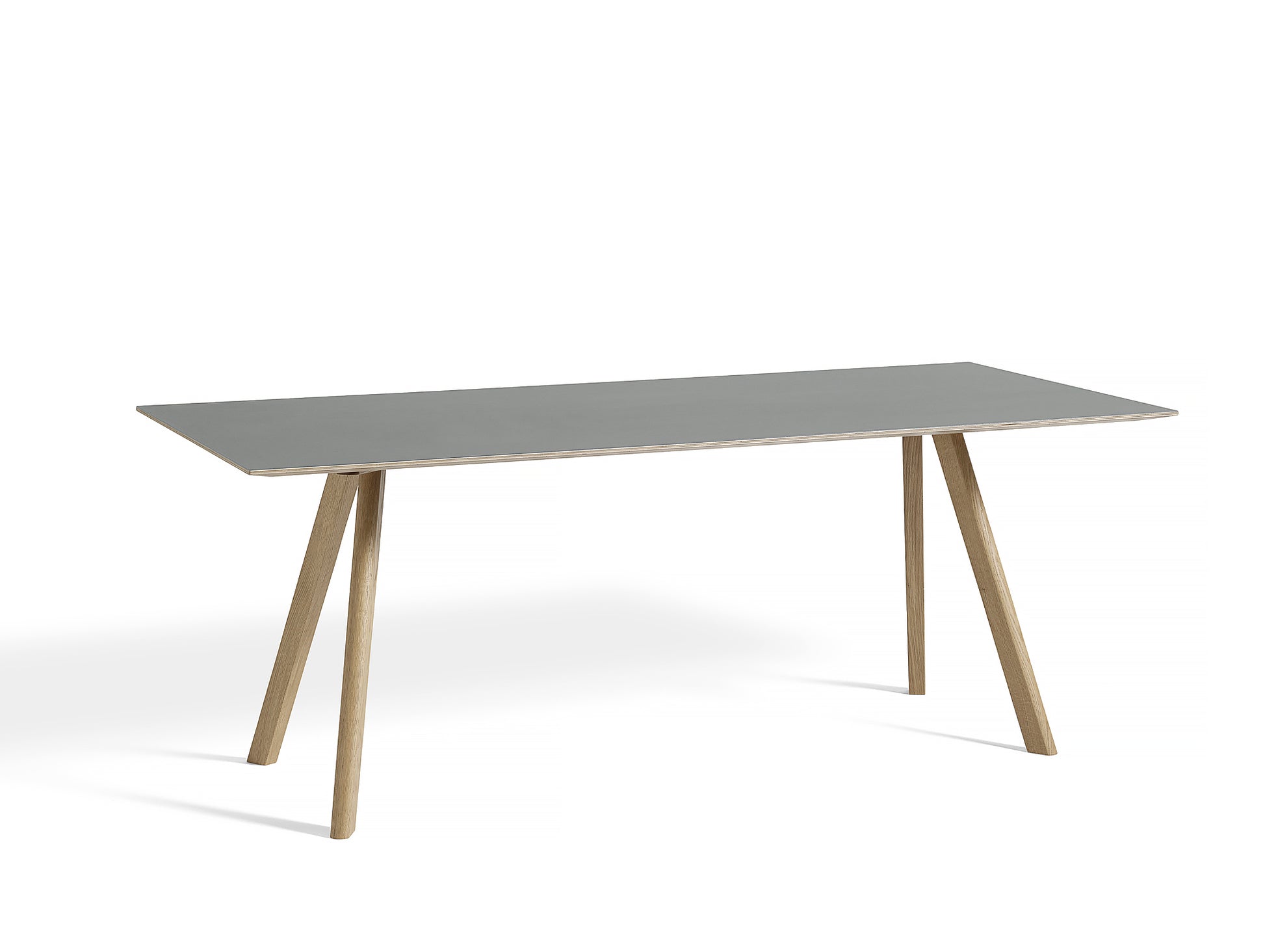 Copenhague Dining Table CPH30 by HAY / 90 x 200 cm / Grey Linoleum top / Soaped Oak base.