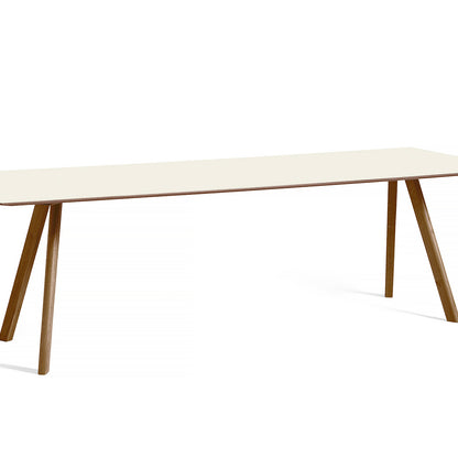 Copenhague Dining Table CPH30 by HAY / 90 x 250 cm / Off-white linoleum top / Walnut base (water based lacquer).