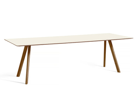 Copenhague Dining Table CPH30 by HAY / 90 x 250 cm / Off-white linoleum top / Walnut base (water based lacquer).