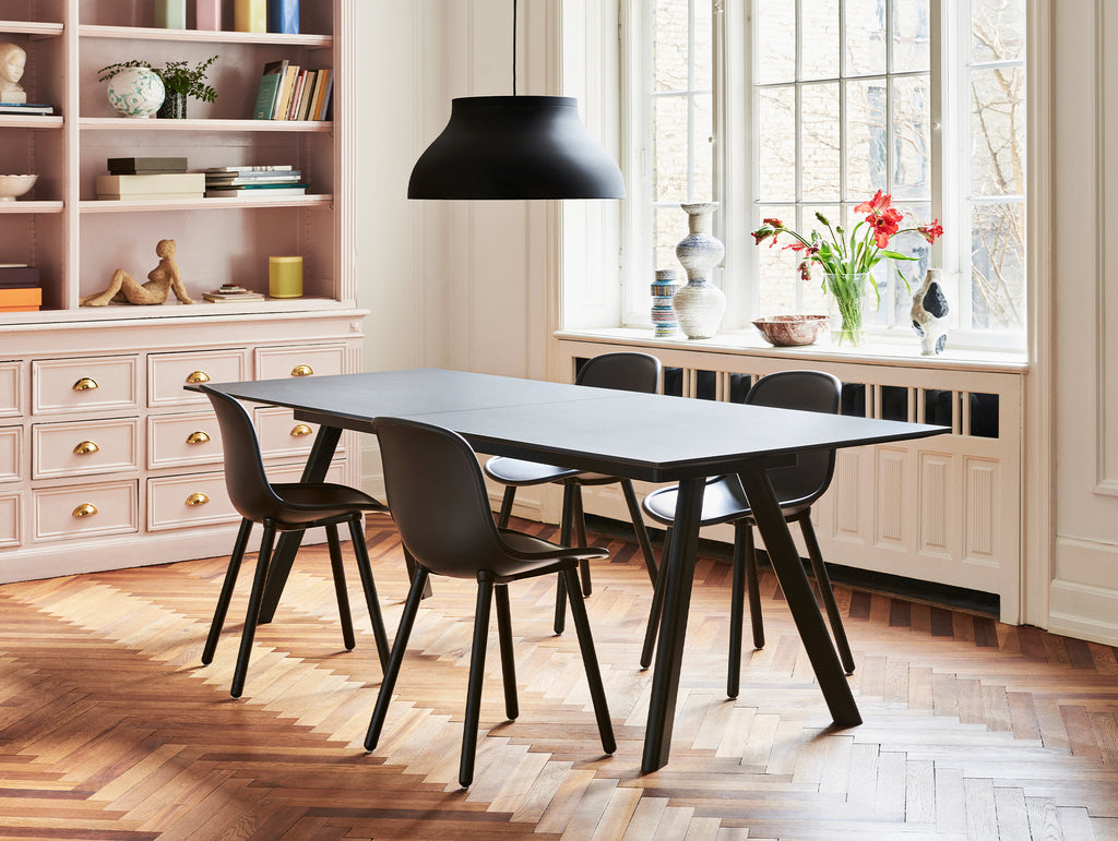 CPH30 Extendable Dining Table by HAY - Black Linoleum Tabletop with Black Lacquered Oak Base
