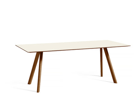 Copenhague Dining Table CPH30 by HAY / 90 x 200 cm / Off-white linoleum top / Walnut base (water based lacquer).