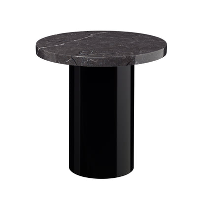 CT09 Enoki Side Table by e15 - (D40 H40 cm) Nero Marquina Marble Tabletop / Jet Black Steel Base