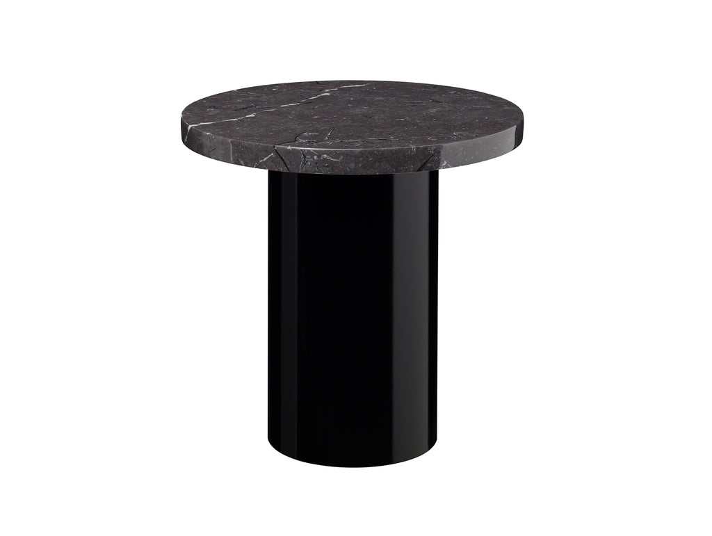 CT09 Enoki Side Table by e15 - (D40 H40 cm) Nero Marquina Marble Tabletop / Jet Black Steel Base