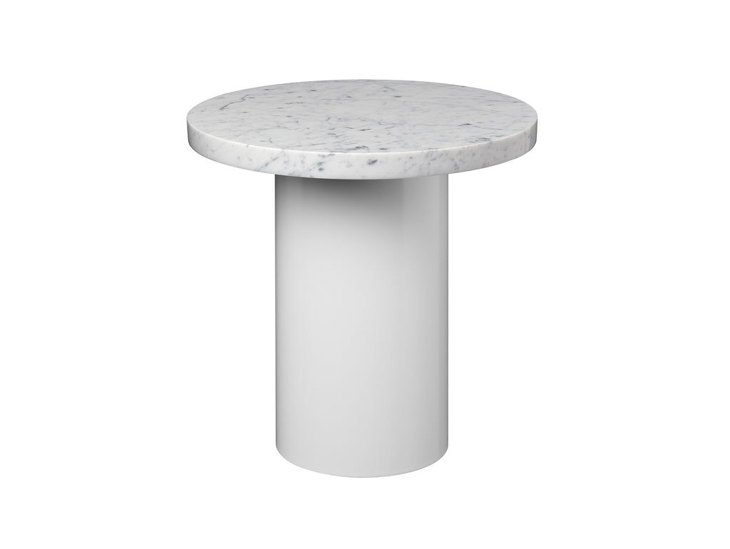CT09 Enoki Side Table by e15 - D 40 H 40 / Bianco Carrara Marble Tabletop / Signal White Steel Base