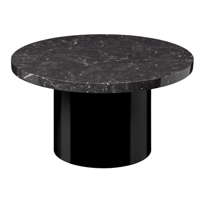CT09 Enoki Side Table by e15 - (D55 H30 cm) Nero Marquina Marble Tabletop / Jet Black Steel Base