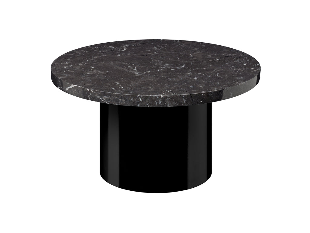 CT09 Enoki Side Table by e15 - (D55 H30 cm) Nero Marquina Marble Tabletop / Jet Black Steel Base