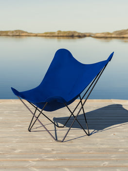 Sunshine Mariposa Butterfly Chair by Cuero - Zinc Coated Black Steel Frame / Atlantic Blue Cover
