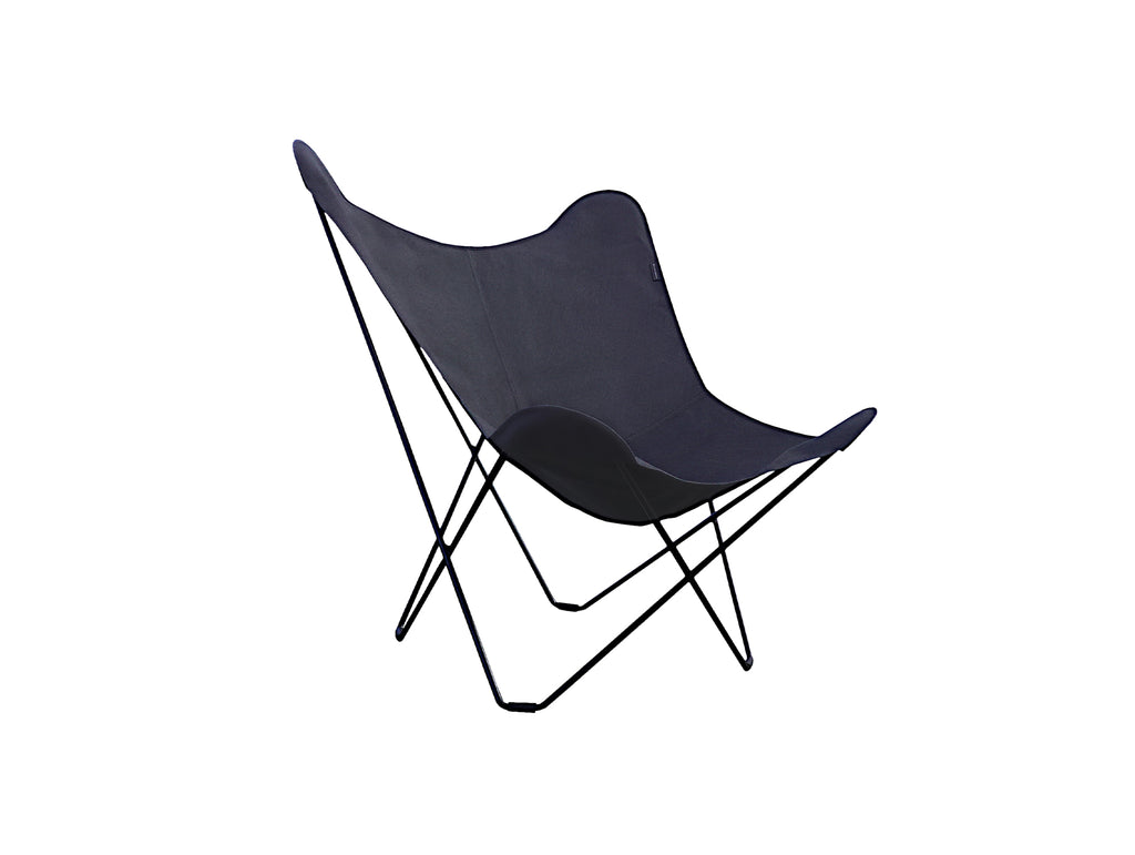 Sunshine Mariposa Butterfly Chair by Cuero - Zinc Coated Black Steel Frame / Charcoal Pique Cover