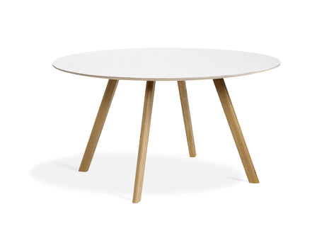 Clear Lacquered Oak White Laminate Copenhague Round Dining Table CPH25 by HAY