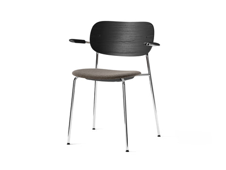 Co Dining Chair Upholstered by Menu - With Armrest / Chromed Steel / Black Oak / Doppiopanama_001