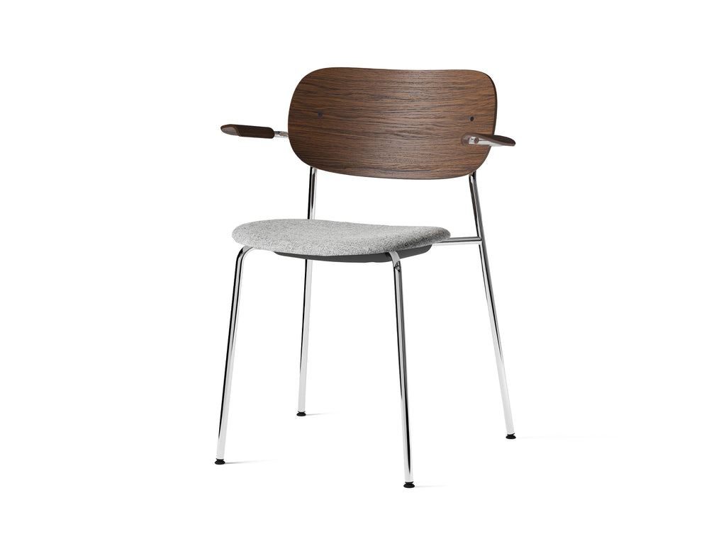 Co Dining Chair Upholstered by Menu - With Armrest / Chromed Steel / Dark Oak / Hallingdal 65 130