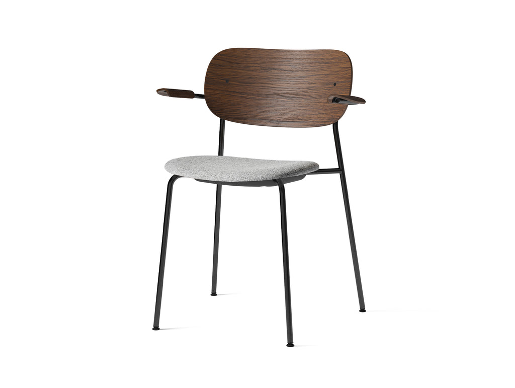 Co Dining Chair Upholstered by Menu - With Armrest / Black Powder Coated Steel / Dark Oak / Hallingdal 65 130