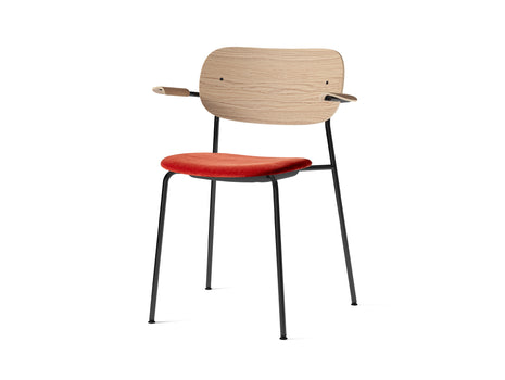 Co Dining Chair Upholstered by Menu - With Armrest / Black Powder Coated Steel / Natural Oak / City Velvet 062