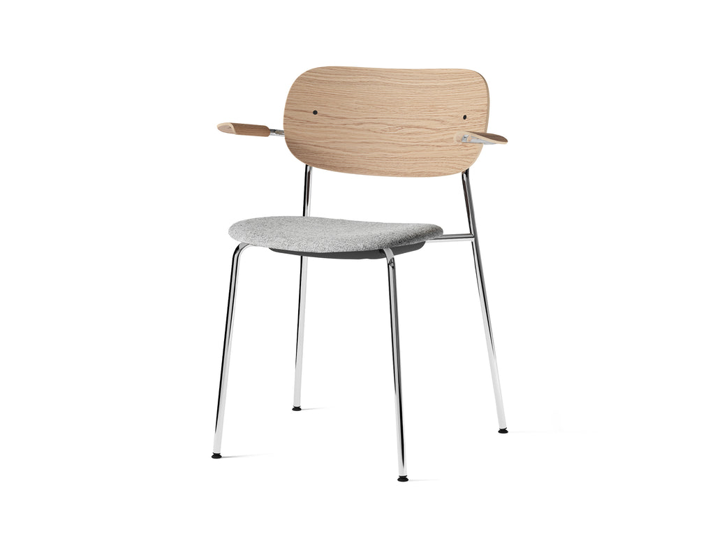Co Dining Chair Upholstered by Menu - With Armrest / Chromed Steel / Natural Oak / Hallingdal 65 130