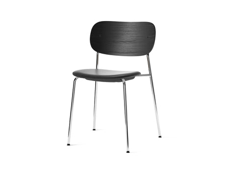 Co Dining Chair Upholstered by Menu - Without Armrest / Chromed Steel / Black Oak / Dakar Black  Leather