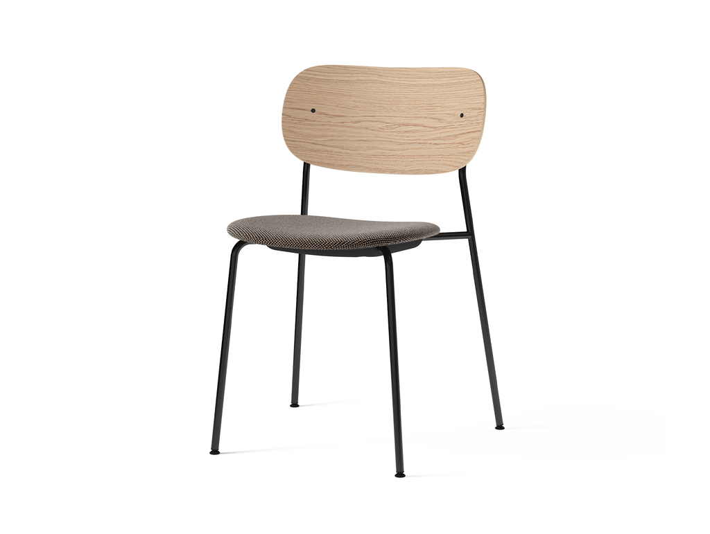 Co Dining Chair Upholstered by Menu - Without Armrest / Black Powder Coated Steel / Natural Oak / Doppiopanama_001