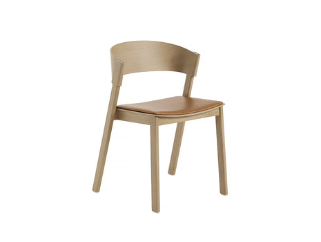Natural Oak and Cognac Silk Leather Cover Side Chair by Muuto