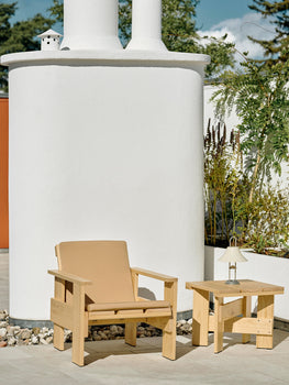 HAY Crate Lounge Chair in Lacquered Pinewood with Beige Folding Cushion