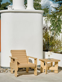 HAY Crate Lounge Chair in Lacquered Pinewood with Beige Quilted Cushion