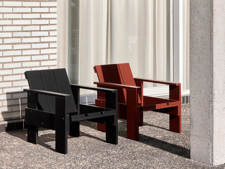 Crate Lounge Chair by HAY - Iron Red and Black 