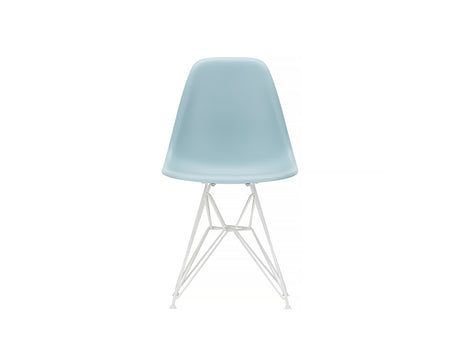 Eames DSR Plastic Side Chair (New Height) in Ice Grey with White Base by Vitra