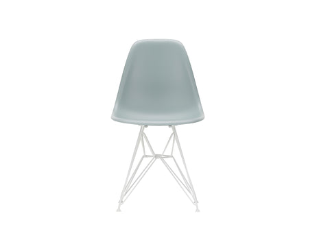 Eames DSR Plastic Side Chair (New Height) in Light Grey with White Base by Vitra