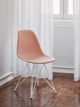Eames DSR Plastic Side Chair by Vitra - Pale Rose / White Eiffel Base