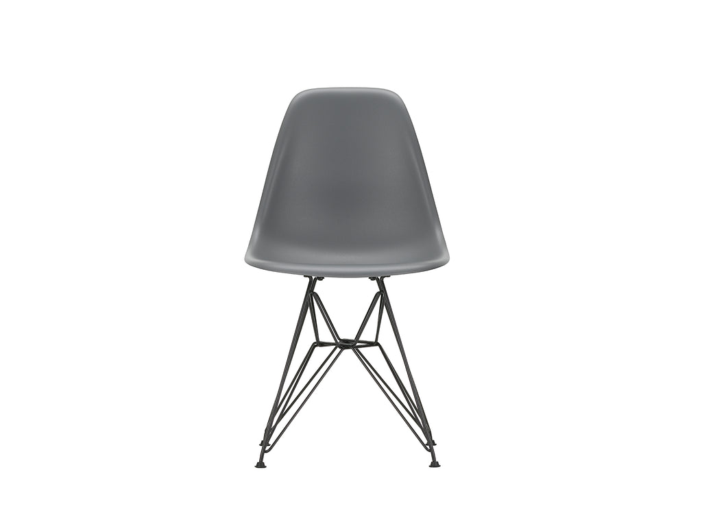 Eames DSR Plastic Side Chair (New Height) in Granite Grey with Basic Dark Base by Vitra