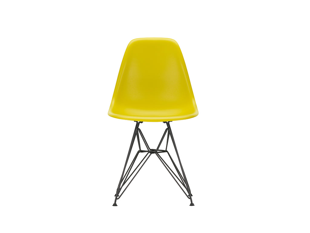 Eames DSR Plastic Side Chair (New Height) in Mustard with Basic Dark Base by Vitra