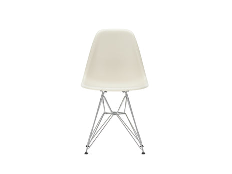 Eames DSR Plastic Side Chair (New Height) in Pebble with Chrome Base by Vitra