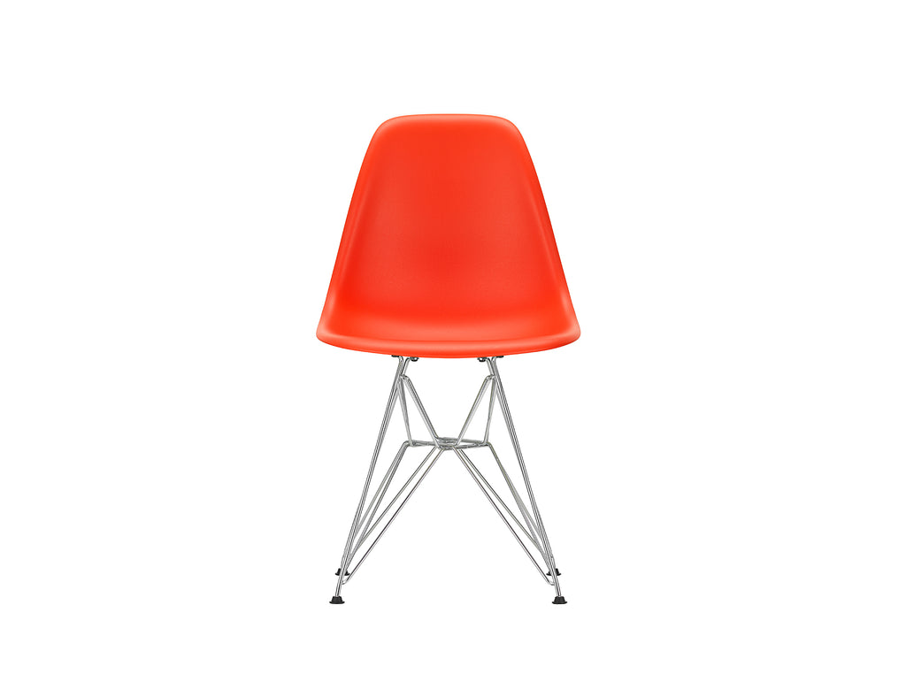 Eames DSR Plastic Side Chair (New Height) in Poppy Red with Chrome Base by Vitra