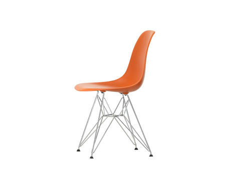 Eames DSR Plastic Side Chair (New Height) in Rusty Orange with Chrome Base by Vitra