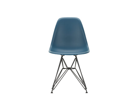 Eames DSR Plastic Side Chair (New Height) in Sea Blue with Basic Dark Base by Vitra