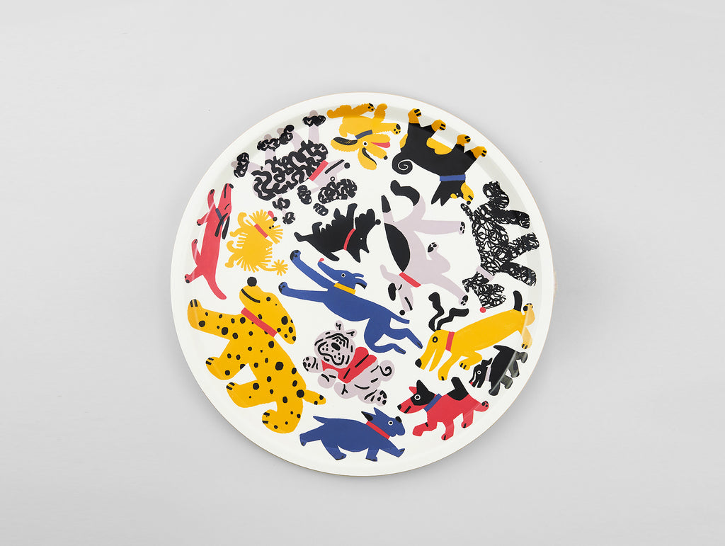 Dogs Round Tray by Wrap