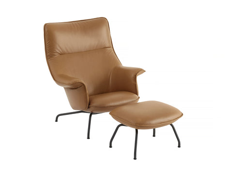Doze Lounge Chair and Ottoman - Cognac Silk Leather