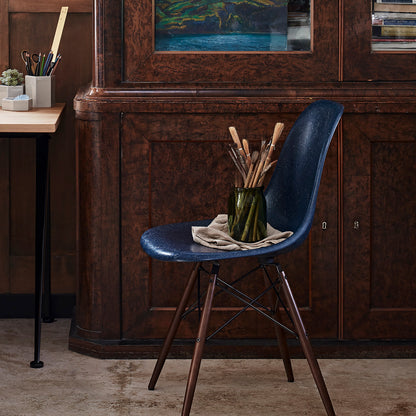 Eames Fiberglass Side Chairs by Vitra - Navy Blue / Dark Maple