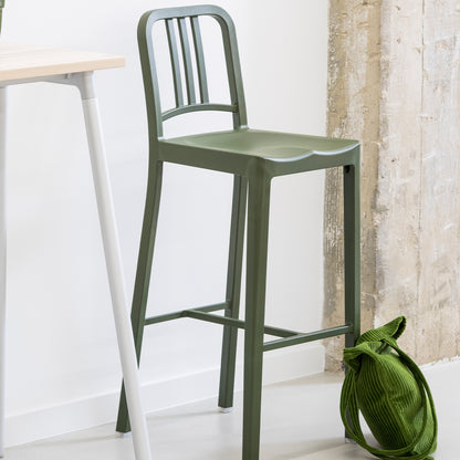 111 Navy Bar Stool by Emeco - Cypress Green 