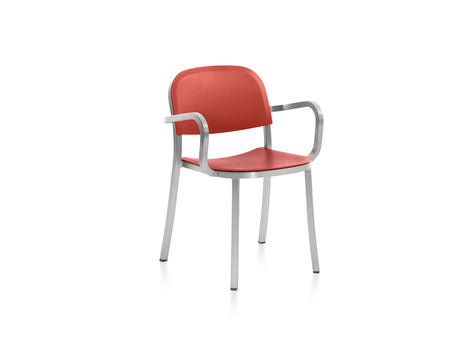 1 Inch Armchair by Emeco - Hand Brushed Aluminium / Orange
