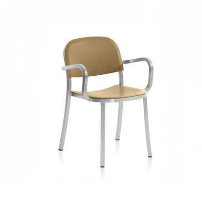 1 Inch Armchair by Emeco - Hand Brushed Aluminium / Sand