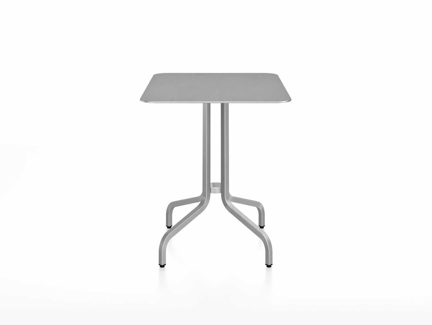 1 Inch Outdoor Cafe Table by Emeco - Rectangular (60 x 76 cm) / Hand Brushed Aluminium Base / Aluminium Tabletop