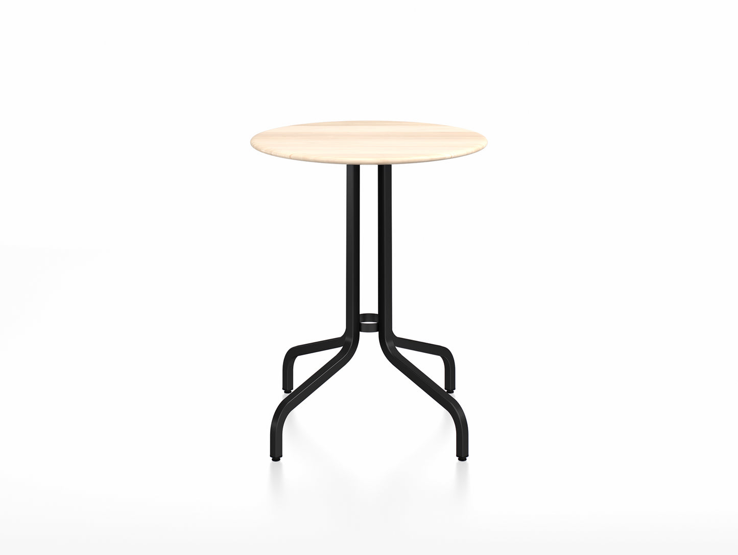 1 Inch Outdoor Cafe Table by Emeco - Round (Diameter: 60 cm) / Black Powder Coated Aluminium Base / Accoya Wood Tabletop