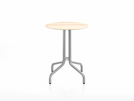 1 Inch Outdoor Cafe Table by Emeco - Round (Diameter: 60 cm) / Hand Brushed Aluminium Base / Accoya Wood Tabletop
