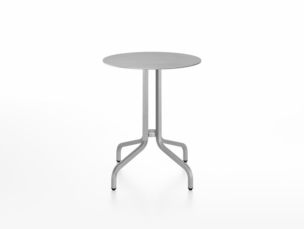 1 Inch Outdoor Cafe Table by Emeco - Round (Diameter: 60 cm) / Hand Brushed Aluminium Base / Aluminium Tabletop