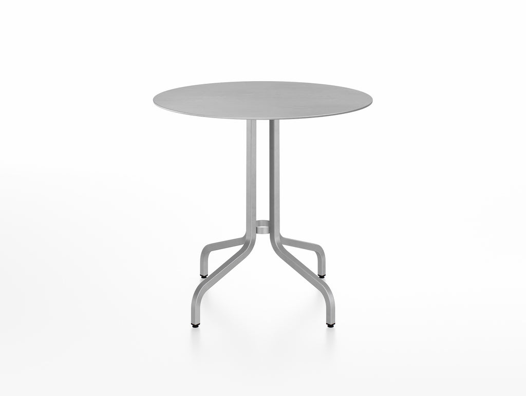 1 Inch Outdoor Cafe Table by Emeco - Round (Diameter: 76 cm) / Hand Brushed Aluminium Base / Aluminium Tabletop