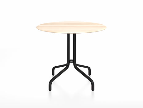 1 Inch Outdoor Cafe Table by Emeco - Round (Diameter: 91 cm) / Black Powder Coated Aluminium Base / Accoya Wood Tabletop