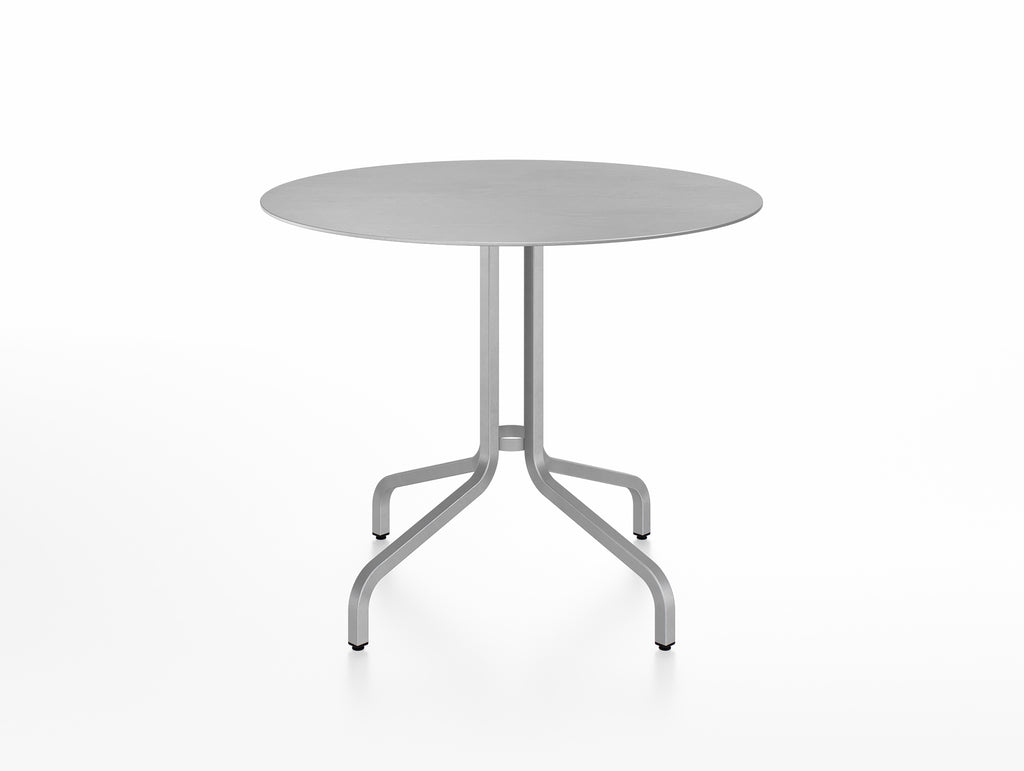1 Inch Outdoor Cafe Table by Emeco - Round (Diameter: 91 cm) / Hand Brushed Aluminium Base / Aluminium Tabletop