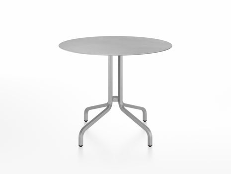 1 Inch Outdoor Cafe Table by Emeco - Round (Diameter: 91 cm) / Hand Brushed Aluminium Base / Aluminium Tabletop